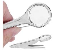Akozon 10X Magnifier Tweezers with Focused - Portable Stainless Steel Multi Functional Tool First Aid and Beauty Applications