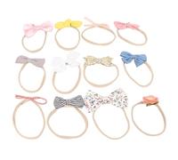 Akozon 12Pcs Attractive Baby Hair Ties - Elastic Bows Hair Ties - Adorable Ponytail Bows - Multicolor Toddler Bows Hair Ties - Cute Girls Hair Bows Tie
