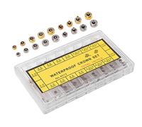 Akozon 140PCS Stainless Steel Watch Crown Spare Parts Repair Tool Kit with Storage Box - Mixed Sizes for Watch Repair, Portable Accessories