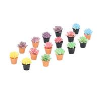 Akozon 16Pcs Miniature Dollhouse Potted Plants 1:12 Scale Succulents with Lifelike Appearance and Vivid Colors for Dollhouse Decor