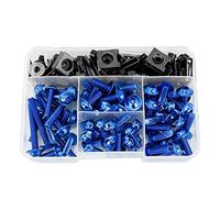 Akozon 177pcs Motorcycle Screws Fairing Bolt Kit, Motorcycle Frame Bolt Universal M5 M6 for Sportbikes(Blue)