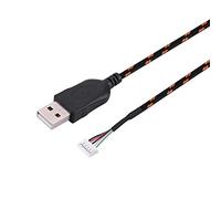 Akozon 2.2m Replacement USB Cable for Kana Mouse - Bred Wire with USB & 5-Pin Connectors, Black and Orange (black orange)