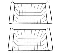 Akozon 2 Pcs Black Wire Storage Baskets for Freezer, Fridge or Shelf - PE Coated Metal Organizer for Quick Access and Neat Storage (L 47.5cm X W 24.5cm X H 20cm)