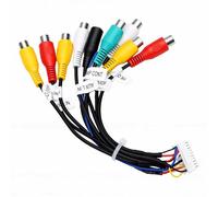 Akozon 20 Pin Car Stereo Wiring Harness with 9 Plugs, Video CVBS AUX SUB MIC Connector Adapter for Car Head Unit, Radio Kit, Wiring, Audio, Amplifier and Subwoofer