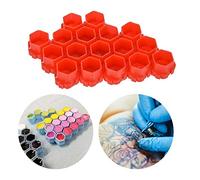 Akozon 200Pcs Ink Cups - Stackable Pi Ent Holders for Permanent Makeup - Space-Saving Plastic Ink Containers in Pink (Red)
