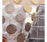 Akozon 250 Pocket Coin Collection Album with 10 Pages - Ideal Holder for Coins, Medals, Badges, and Tokens (Black)