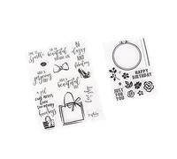 Akozon 2Pcs Clear Stamp for Card Making Scrapbooking, TPR Transparent Stamps with Printed Surface, Reusable Skin Friendly DIY Stamps for Gift Photo Albums Holiday Crafts