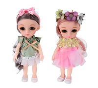 Akozon 2pcs EN71 Dolls 6.7in Doll with Rotatable Joints, Chic Outfits for Fashion Play - Ideal Dress Up for Kids 3 Years and Up