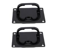 Akozon 2PCS Flush Pull Handles, Black Coating for Boat Yacht | 3.78x2.72 Inch Size, 316 Stainless Steel, Marine Grade Lift Handle, Folding Flat Mount, Screw Kit for RV Cabinet Door