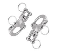 Akozon 2PCS Heavy-Duty Swivel Eye Snap Shackle - High Strength Stainless Steel Quick Disconnect Boat Chain Hook for Marine, Sailing, and Fishing, 70mm Length