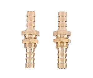 Akozon 2Pcs Hose Barb Brass Bulkhead Pipe Fitting Coupler Connector Adapter(6Mm)