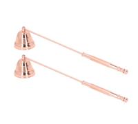 Akozon 2PCS Long Handle Candle Snuffer Elegant Bell Shape Metal Wick Extinguisher Tool (Pink Gold)