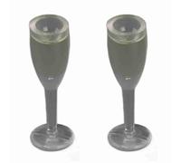 Akozon 2pcs Miniature Dollhouse Champagne Glasses Realistic Bar Pub Ornaments Accessories (A pair of champagne glasses)