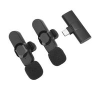 Akozon 2PCS Wireless Lavalier Microphones 2.4GHz Mini Clamp/Holder On Mics for Recording, Live Streaming, and Noise Reduction, Ideal for Vlogging and Interviews