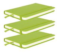 Akozon 3-Pack A6 PU Leather Business Notepad with Elastic Strap and Bookmark - Stylish Hardcover Diary for Office, Travel, and Note-taking (Green)