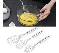 Akozon 3-Pack Stainless Steel Manual Egg Beater & Milk Frother Mixer - Essential Kitchen Baking Tools