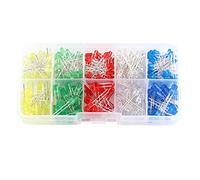 Akozon 300-Piece Assorted 3mm and 5mm LED Light Diode Kit - White, Yellow, Red, Blue, Green - Ideal for Projects, Electronic Repairs, and Home Improvement