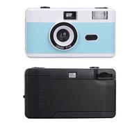 Akozon 35MM Film Camera with Built-in Flash, Lightweight Vintage Design, 28MM F/8 Lens, 1/120s Shutter Speed, Ideal for Reusable Analog Photography (Blue and White)