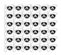 Akozon 36pcs Pirate Eye Patch Set, Black Felt with White Skull Design, Halloween Theme Decoration for Birthday Parties - Ideal for Kids Pirate Themed Dress Up & Role Play