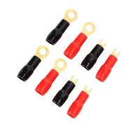 Akozon 4 Gauge Spade Terminal Connectors - Red & Black Fork Adapter Plugs for Speaker Wire, Electrical Crimp Connectors for Sound System, Electronics