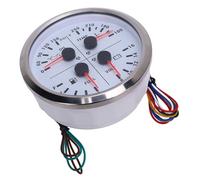 Akozon 4in Multifunction Gauge DC 12V Oil Pressure Fuel Temp Voltmeter | dial silver bezel, 0-150PSI 100-250F 8-16V, for RV boat truck