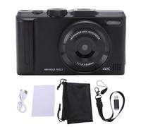 Akozon 4K Digital Camera Autofocus 48MP Vlog Camera 18X Digital Zoom Flash Anti Shake for Travel (Black)