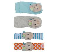Akozon 4pcs Baby Rattle Socks - Soft Adjustable Octopus Wrist Ankle Rattles for Infants - Colorful Animal Development Toys