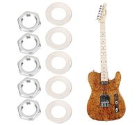 Akozon 5 Pcs Metal Electric Guitar and Bass Jack Socket Replacement Nuts with Washers SetM8, Washers Replacement Set M7, M9 for Jack Sockets with Silver Hex Nuts and, 5Sets M8 (M8)
