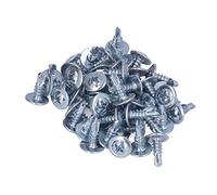 Akozon 50PCS Round Head Self-Drilling Screws, 4.2x13mm Carbon Steel Galvanized Metal Kit for Home and Office, Cross Groove Design for Easy Use (Round head washer drill tail)