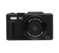 Akozon 5K 75MP Digital Camera WiFi 18X Zoom Selfie Travel Camera with 3in 180 Degree Flip Screen 32GB Memory Card Macro Wide Angle Lens LED Light (Black)