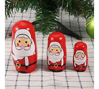 Akozon 5pcs Christmas Matryoshka Nesting Dolls Set - Handpainted Russian Matryoshka Wooden Dolls - Large Snowman & Santa Claus Themed Artistic Home Decoration (Small old man)
