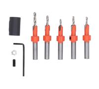 Akozon 5PCS Wood Countersink Drill Bits Woodworking Round Shank Bit Set with Hex Wrench and Limiter