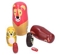 Akozon 6Pcs Handcrafted Wooden Nesting Dolls with Cute Animal Designs - Ideal for ' Playtime and Home Décor