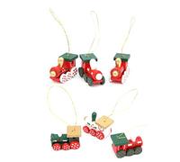 Akozon 6pcs Wooden Toy Christmas Ornaments - Festive Hanging Decorations for Trees, Yards, and Parties (#1)