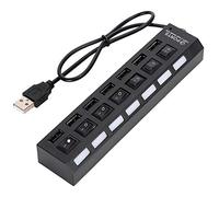 Akozon 7 Port Usb Hub with Individual Switches 480Mbps High Speed Data Transfer Desktop Docking Station Overload For Pc Laptop Black (7 mouth black)