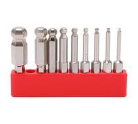 Akozon 9pcs Hex Screwdriver Bit Set 1/4 Inch Hex Shank S2 Steel Magnetic Ball Head Hex Bits Metric Ball End(50mm)
