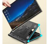 Akozon Adjustable Laptop Cooling Stand - Portable Laptop Holder Bracket with 8 Gears Adjustment, Silicone PP and ABS for Home Working (Black)