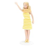 Akozon Adorable 1:12 Scale Blonde Hair Doll in Yellow Dress - Dollhouse Figures for Imaginative Play and Collecting
