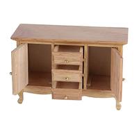 Akozon Akozon 1:12 Scale Wooden Dollhouse Double Door Cabinet - Miniature Furniture Accessory for Dollhouse Living Room Decor (Oak double door cabinet)