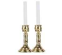 Akozon Akozon 1 Pair of 1:12 Miniature Golden Candlesticks for Dollhouses - Lifelike Decorative Accessories