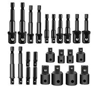 Akozon Akozon 16-Piece Impact Socket Adapter Set with H-ex Shank Drill Extension - Versatile Tool Kit for Easy Attachment & Use with Cordless Drivers and Ratchets (24PCS)