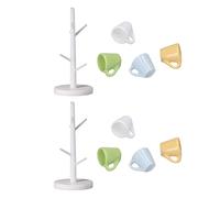 Akozon Akozon Dollhouse Cup Holder Set with Mini Colorful Cups - Kitchen and Dining Room Decoration for Dollhouse Furniture (Cup holder + four-color cup)