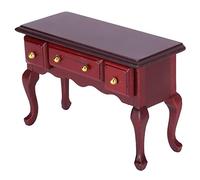 Akozon Akozon Mini Wooden Dollhouse Table DIY Miniature Desk with 3 Drawers - Retro Floral Pattern for Dollhouse Furnishings and Accessories