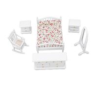 Akozon Akozon Miniature 6pcs Dollhouse Bedroom Furniture Set - 1:12 Scale Exquisite Wooden Dollhouse Accessories for DIY Enthusiasts
