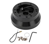 Akozon Aluminum 5 6 Hole Steering Wheel Short Hub Adapter For 1976-1995 Vehicles (Black)