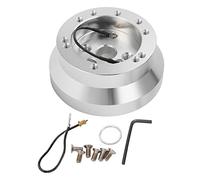 Akozon Aluminum 5 6 Hole Steering Wheel Short Hub Adapter For 1976-1995 Vehicles (Silver)