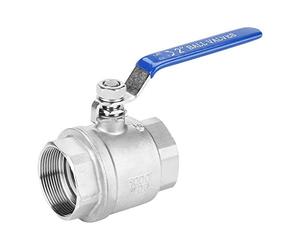 Akozon Ball Valve Female Thread 2" DN50 Full Port Ball Valve 304 Stainless Steel Two-Piece 1000 WOG with Heavy Duty Blue Insulation Handle