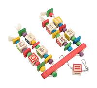Akozon Bird Chewing Toy For Medium Large Parrots Food Grade Wooden Beak Grinding & Mental Stimulation Hanging Toy with Cotton Rope, Colorful Alphabet Blocks For Boredom Relief