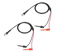 Akozon BNC to Dual Testing Plunger Hook, Coaxial Cable, 2Pcs BNC to Dual Testing Hook Probe Oscilloscope Machine Test Lead Coaxial Cables for Testing Work for Mechanical