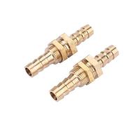 Brass Bulkhead Pipe Fitting, Akozon Brass Barbed Bulkhead Fitting 2 Pcs Hose Barb Brass Coupler Connector Adapter(10mm)